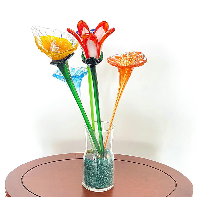 Hand-blown Glass Flower Figurine - ZhuyuanGlass